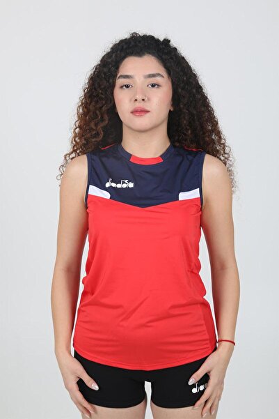 Diadora Elens Kadın Voleybol Tişört Kırmızı Lacivert