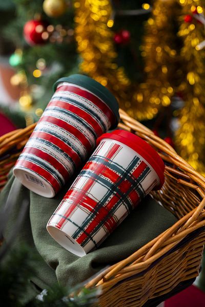 ACAR Santa Christmas 2-Person Mug Set with Lid - 385 ml