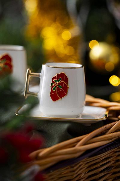 ACAR Leone New Year's Red Gift Box Coffee Cup Set for 2 People - 90 ml