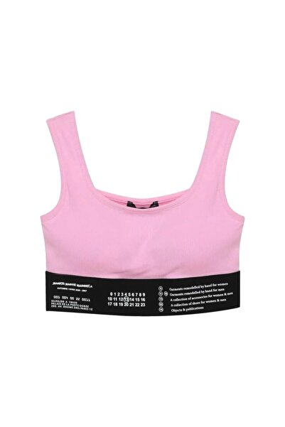 Quzu Crop top cu detalii din elastic, roz