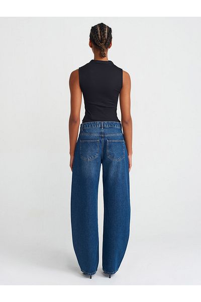 Dilvin 71747 Tint Balloon Cut Low Waist Denim Trousers