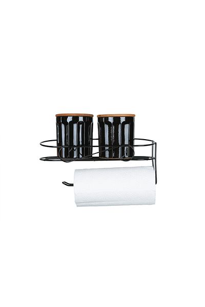 nilşah Black Paper Roll - with Adhesive and Shelf, Napkin Holder Towel Organizer Shelf, for Kitchen and Bathroom