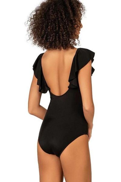 RAPAPA Endeep Women's Black Swimsuit with Seashell Accessories and Recovery Flounce 22312