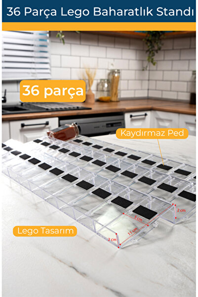 Mienda Home Mienda Home 36 parça Baharatlık Şeffaf-Lego Stand Çok Amaçlı Düze...