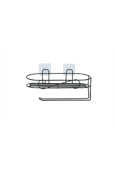 nilşah Black Paper Roll - with Adhesive and Shelf, Napkin Holder Towel Organizer Shelf, for Kitchen and Bathroom