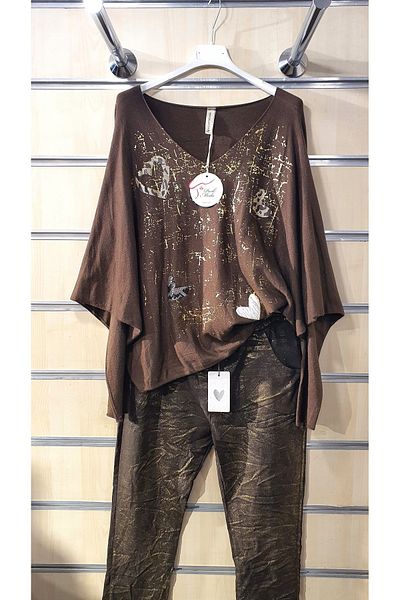Park Moda ΜΠΛΟΥΖΑ ΜΕ ΜΟΤΙΒΟ ΚΑΡΔΙΑΣ ΒΑΦΗ ΜΕ ΛΑΜΠΕΣ