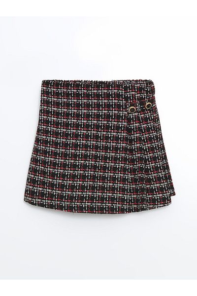 LC Waikiki Fusta scurtă pentru fete din tweed cu talie elastică LCWK