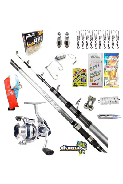 Okuma Aria-6000a Okuma Wave Power Tele Surf 390cm 100-200gr Profesyonel Surf Kıyı Olta Takımı Seti