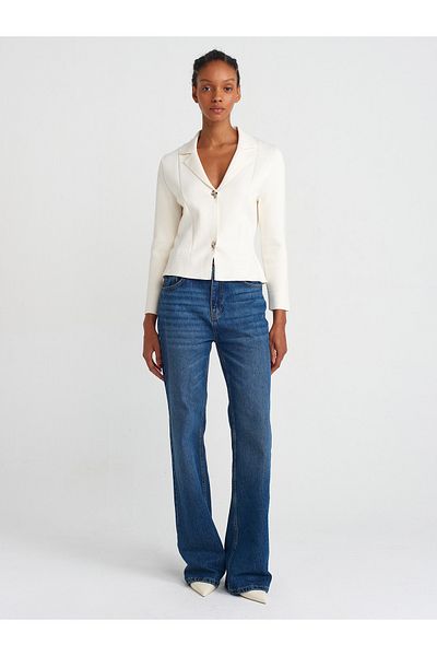 Dilvin 71748 Dark Wideleg Denim Trousers-Navy