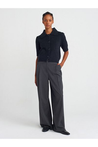 Dilvin 71576 Model - Anthracite Color Double Pleated Trousers