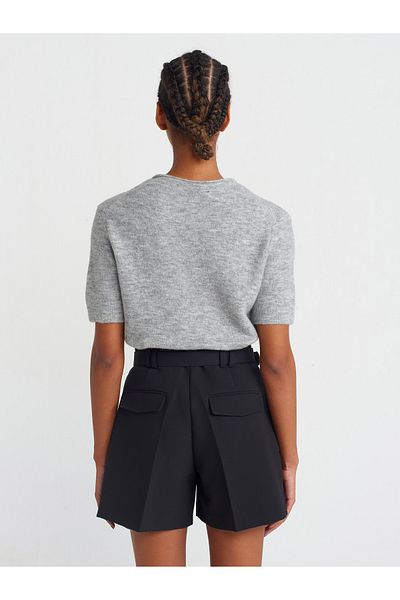 Dilvin 71574 Belted Collet Shorts-Black