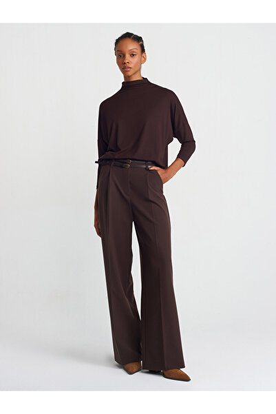 Dilvin 31468 Stand Collar Viscose Ball-Dark Brown