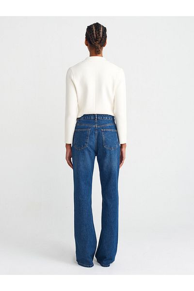 Dilvin 71748 Dark Wideleg Denim Trousers-Navy