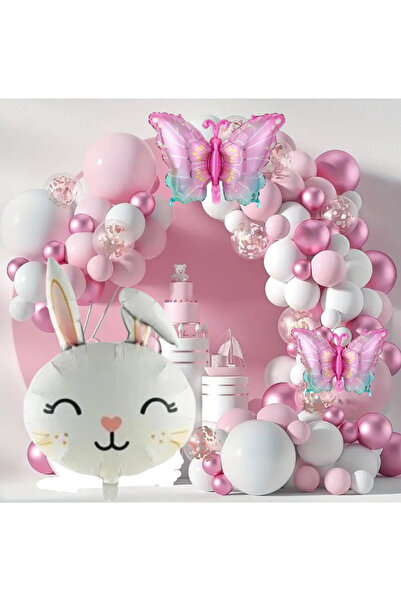 ALYA Parti Led'li Bol Balonlu Kelebek- Tavşan Doğum Günü Konsepti Doğum Günü Set