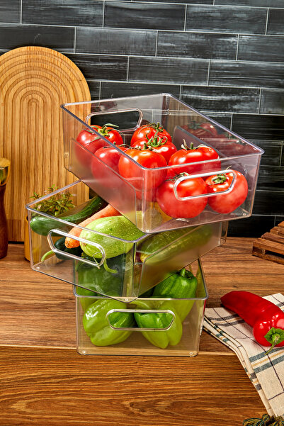 Poomy Buzdolabı & Dolap Içi Düzenleyici Kırılmaz Organizer 3 Adet 27cmx18cmx9cm