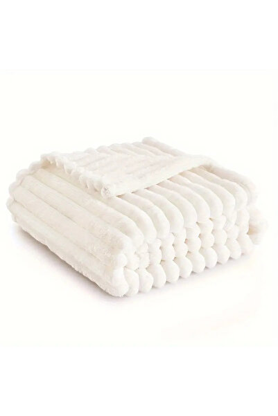 BALADI HOME High Quality Anthracite Rabbit Plush Blanket - Double, Set 3 Pieces, 2 Pillows