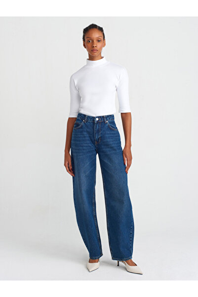 Dilvin 31244 Stand Collar T-Shirt-White