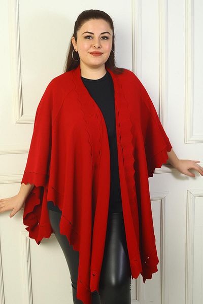 By Saygı Women's Laser Cut Plus Size Acrylic Poncho