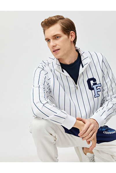 Koton Ανδρικό φούτερ με λευκό ρίγες