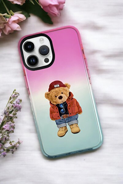 mooodcase iPhone 15 Pro Max Uyumlu Premium Rainbow Silikonlu Telefon Kılıfı M...