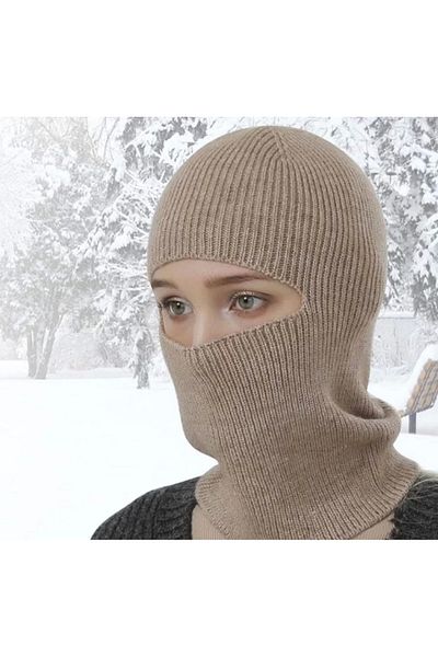 dododan قناع ثلج منسوج شتوي بني - تصميم قبعة صغيرة