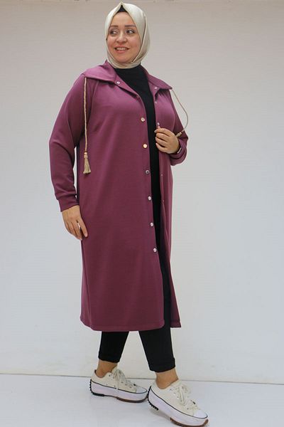 Eslina 43043 Καπάκι Osyho Plus Size με λεπτομέρεια Snap - Plum