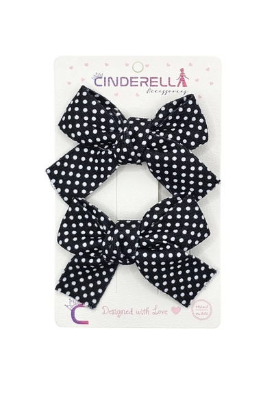 Cinderella Μαύρο μαλακό σετ αγκράφες με φιόγκο για κορίτσι - 2 τμχ κλιπ κορδέ...