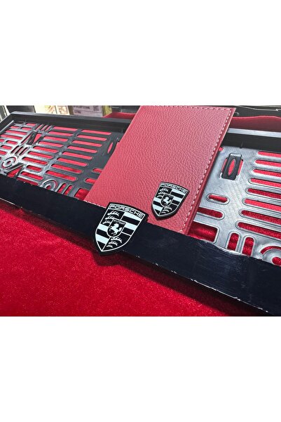 ATTA PAZARLAMA Parlak Pleksi Markalamalı Büyük Logolu Ruhsatlıklı Porsche Çift Plakalık