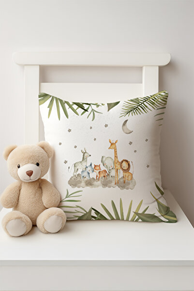 Talia Home غطاء وسادة رمي مكون من 3 قطع لغرفة الأطفال بنمط سفاري Tlakr-041