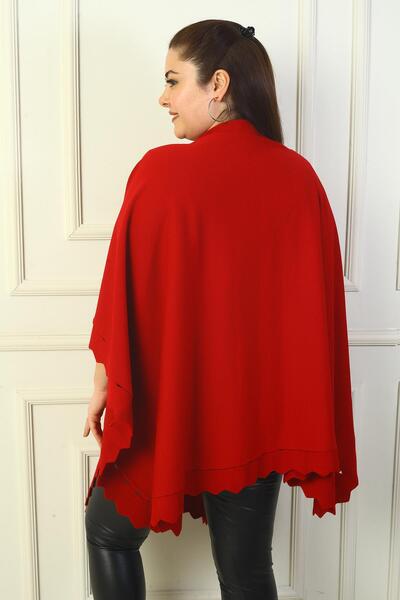 By Saygı Kadın Lazer Kesim Büyük Beden Akrilik Panço