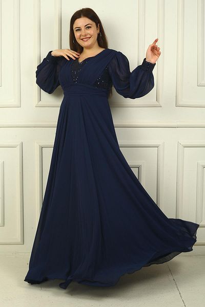 By Saygı Rochie de seară lungă din șifon pentru femei, față, spate, cu decolteu în V, cu căptușeală cu paiete