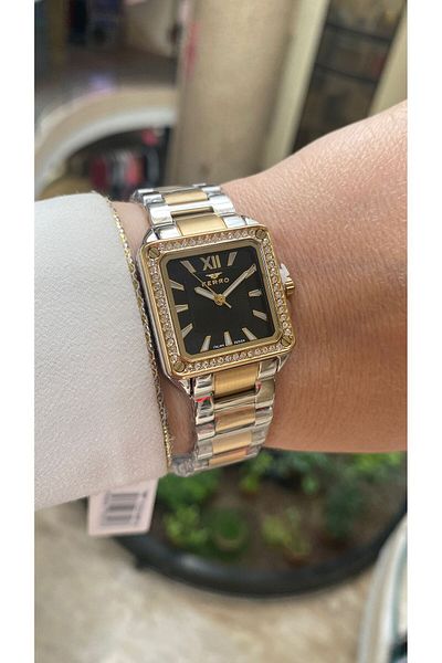 FERRO Quartz Steel Gold/Grey Black Dial 28 mm Women's Wristwatch
