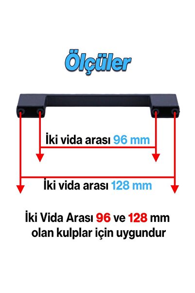 NZB Mobilya Kulp Siyah Çekmece Mutfak Dolap Dolabı Kulpu Kulbu Kulpları (SERT PLASTİK) 96 mm