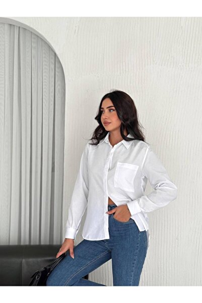 gozdefashion Kadın Cep Detaylı Gömlek