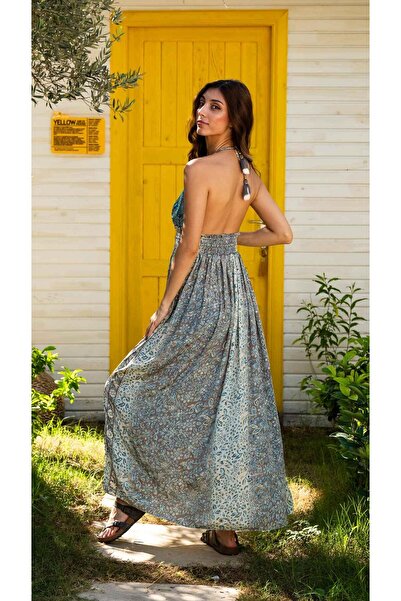 Miss Boheme Mavi Düşler İpek Elbise