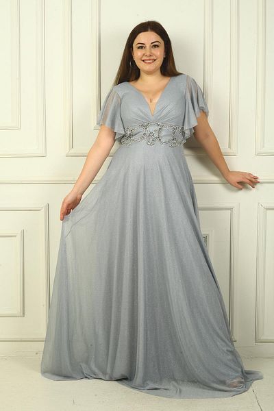 Gray Women Plus Size Evening Dresses Styles Prices Trendyol