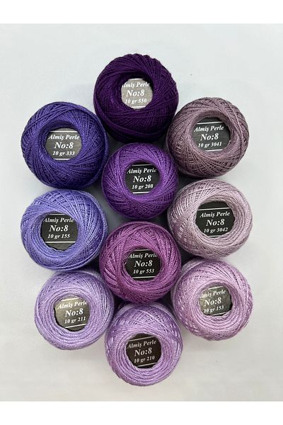 ALMİŞ Alış Perle Etamin-Cross Stitch 10-Piece Thread Set (10 Gr-No:8)