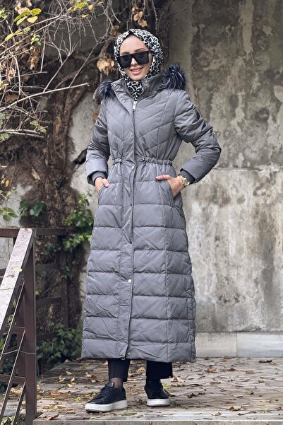 Kayra Kaz Tüyü Mont Ka-a23-27007 Füme