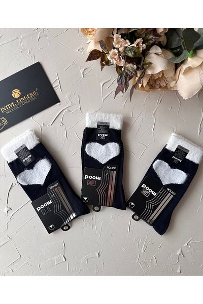 İntive Lingerie FK Mood Памучни Плюшени Сърца Детайли Безшевни Сладки Парфюмирани Безшевни Чорапи с Пръсти