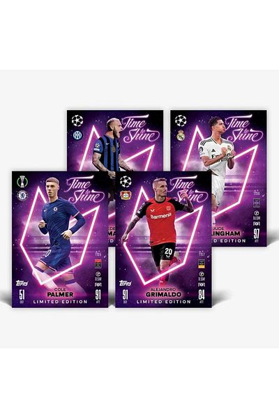 TOYFEST Topps Match Attax 24-25 Uefa Metal Boxed Footballer Cards Mega Tin Box - 48 Cards (Purple Boxed)