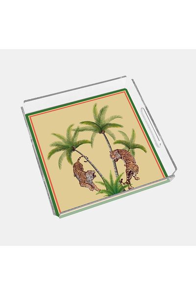 End Design Studio Palm Tiger 35X35 Plexiglass Tray