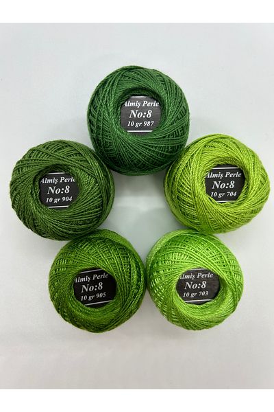ALMİŞ Alış Perle Etamin-Cross Stitch 5'Li̇ Thread Set (10 Gr-No:8)