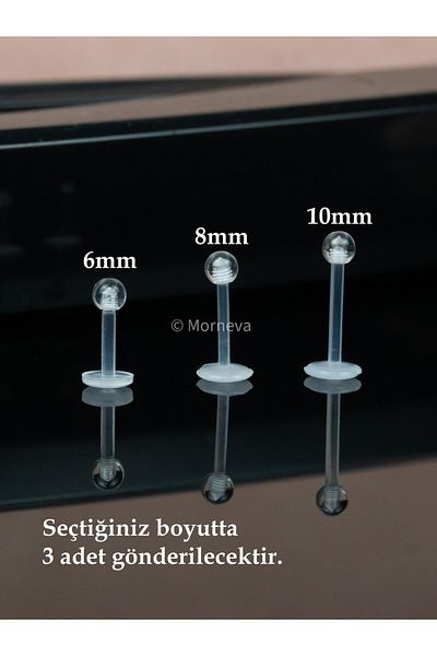 MORNEVA Antiallergic Bioplast Tragus Helix Conch Labret Lip Ear Piercing Silicone Clear Earrings (3 Pcs)