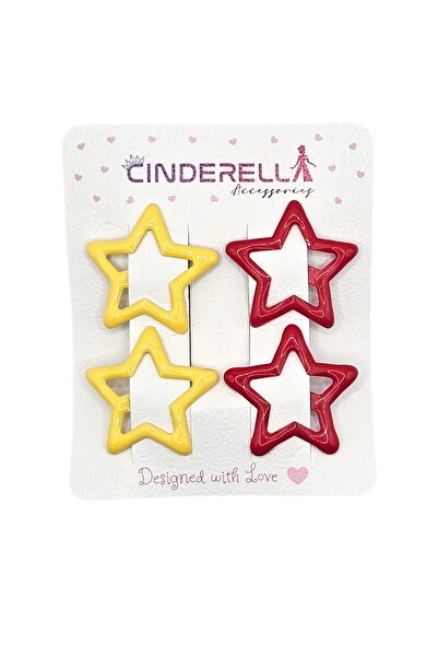 Cinderella 4 bucăți Gs galben roșu 3,2 cm cataramă metalică - ac de păr pentr...