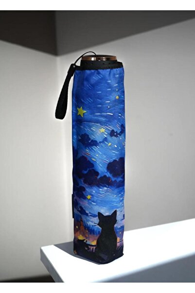 Genel Markalar Yıldızlı Geceler Desenli 8 Telli Manuel Rüzgara Dayanıklı Şems...