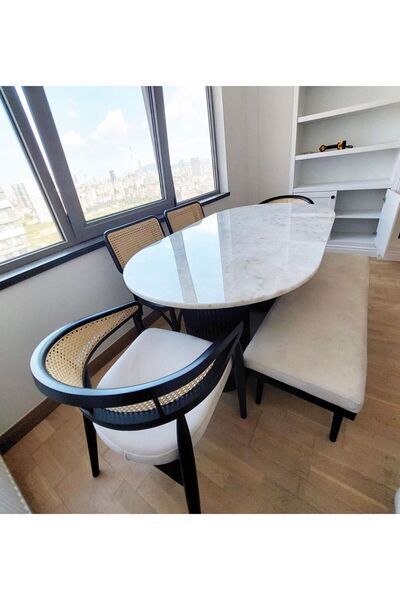 Home Beyaz Mermer Yemek Masası