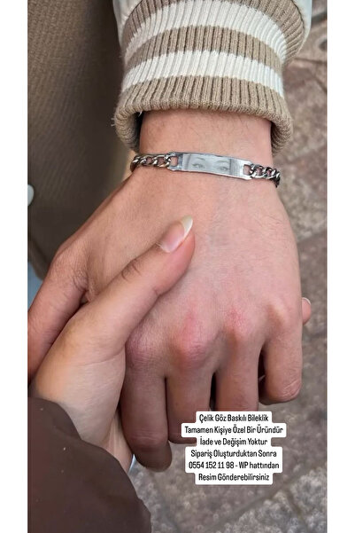 Çelik Çelik Göz Baskılı Bileklik - En Güzel Hediye