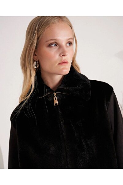 lisa SİYAH ANGORA MONT