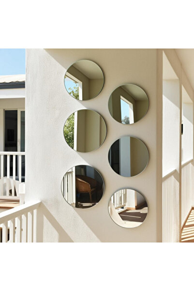 MAFRA Daire Boy Aynası 4 Parçalı 25x25 Cm, Boy Aynası, Parça Ayna, Gümüş Ayna...