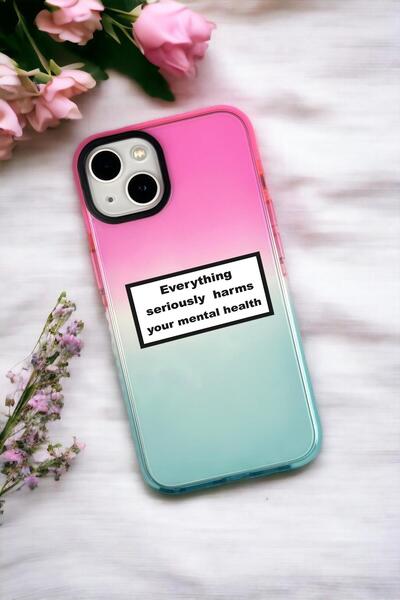 mooodcase iPhone 15 Uyumlu Everythink Desenli Premium Rainbow Silikonlu Telefon Kılıfı